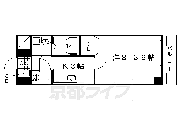 大阪府枚方市宮之阪(賃貸マンション1K・3階・28.08㎡)の写真 その2