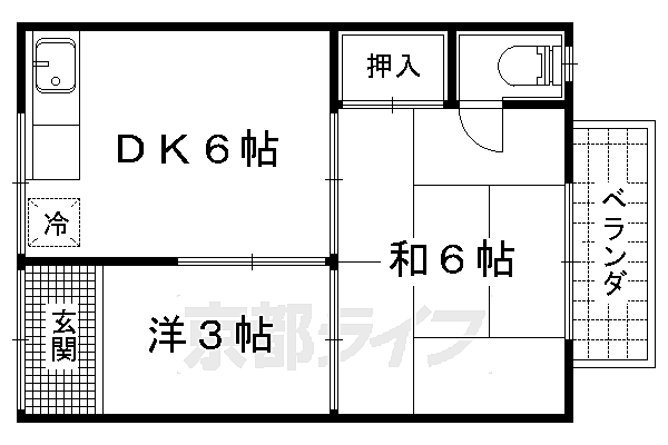 緑荘 1｜京都府京都市伏見区醍醐東合場町(賃貸アパート2DK・1階・32.00㎡)の写真 その2