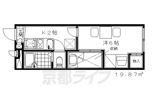 レオパレスシュン 205｜京都府京都市伏見区深草西浦町8丁目(賃貸アパート1K・2階・19.87㎡)の写真 その2