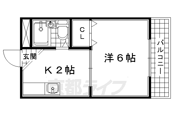 京都府京田辺市三山木柚ノ木(賃貸アパート1K・1階・18.36㎡)の写真 その2