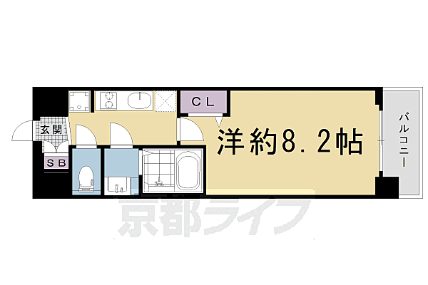 京都府京都市南区東九条宇賀辺町(賃貸マンション1K・3階・25.65㎡)の写真 その2