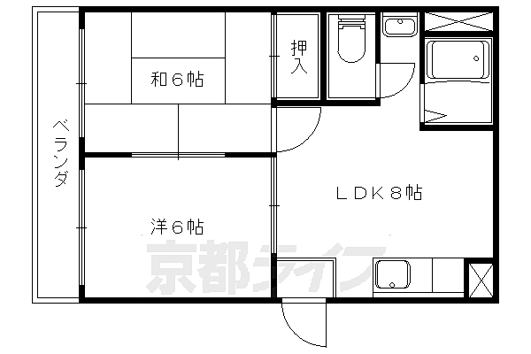 ＶＩＰ一言寺 407｜京都府京都市伏見区醍醐岸ノ上町(賃貸マンション2LDK・4階・39.60㎡)の写真 その2