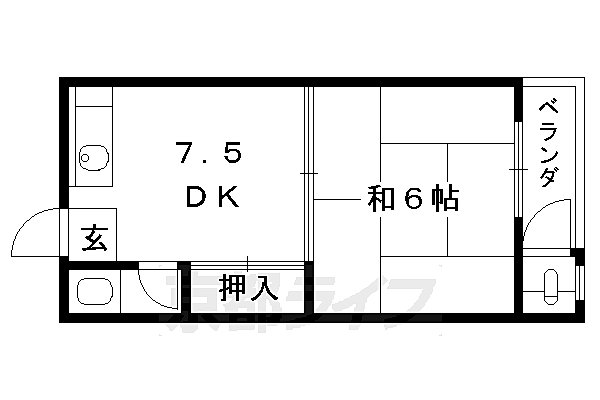 中島町マンション 206｜京都府京都市伏見区向島中島町(賃貸マンション1DK・2階・25.53㎡)の写真 その2