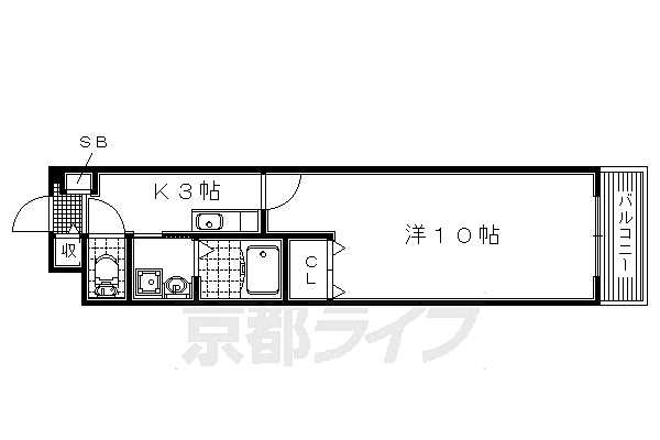 大阪府枚方市長尾家具町(賃貸マンション1K・3階・28.56㎡)の写真 その2