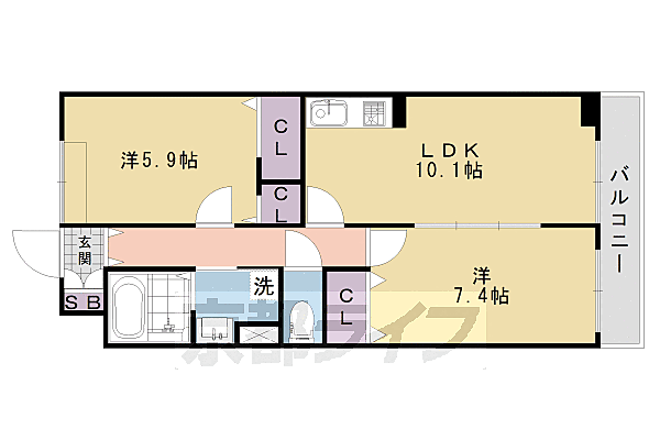 セ・ラヴィ 103｜京都府京都市伏見区羽束師鴨川町(賃貸アパート2LDK・1階・56.15㎡)の写真 その2