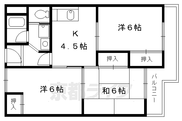 コーポラス大洋向島 1-H｜京都府京都市伏見区向島庚申町(賃貸マンション3DK・1階・58.50㎡)の写真 その2