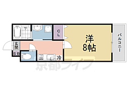 ブリリアコート龍谷大前 2階1Kの間取り