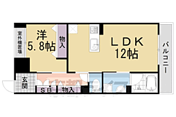 JR奈良線 長池駅 徒歩5分の賃貸マンション 1階1LDKの間取り