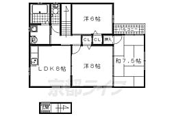 京阪宇治線 三室戸駅 徒歩13分の賃貸アパート 2階3LDKの間取り