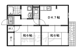 京阪本線 淀駅 徒歩24分の賃貸アパート 2階2DKの間取り