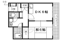 JR奈良線 宇治駅 徒歩3分の賃貸マンション 2階1DKの間取り
