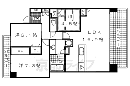 伽羅コート伏見 5階3LDKの間取り