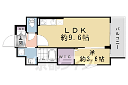 京都市営烏丸線 十条駅 徒歩3分の賃貸マンション 6階1LDKの間取り
