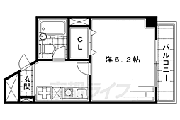 プレスト桃山 5階1Kの間取り