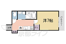 メゾンドゥース丹波橋 2階1Kの間取り