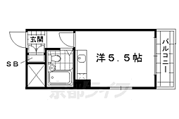 朝日プラザ深草 ワンルームの間取図画像