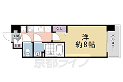 京都市営烏丸線 十条駅 徒歩3分の賃貸マンション 3階1Kの間取り
