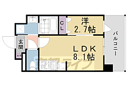 京都市営烏丸線 十条駅 徒歩6分の賃貸マンション 5階1LDKの間取り