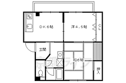 プレステージ六地蔵 2DKの間取図画像