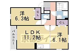 Ｎｏｕｒｉｓｈ　Ｃｏｍｙｕ 1階2LDKの間取り