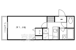 パレット 1Kの間取図画像