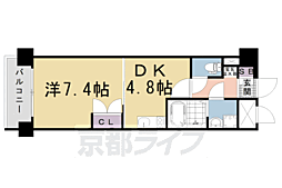 リーフセラ・七条 1DKの間取図画像