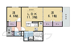GRAMM北浜 2LDKの間取図画像