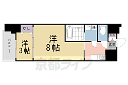 京都市上京区長門町マンション 1DKの間取図画像
