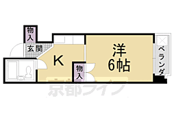 エバーグリーンヴィラ堀川 1Kの間取図画像