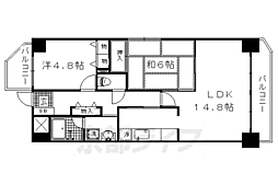 ライオンズマンション一条智恵光院 2LDKの間取図画像