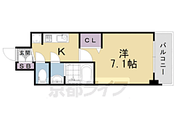プレデコート西京極 1Kの間取図画像