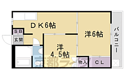 嵯峨野マンション 2DKの間取図画像
