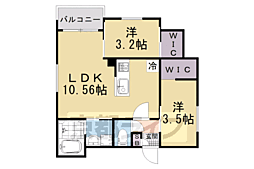 京都市中京区西ノ京原町アパート 2LDKの間取図画像