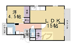 淀団地第二住宅3棟 1LDKの間取図画像