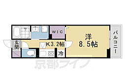 ハイドレンジア くずは 1Kの間取図画像