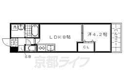サクシード伏見車町1st 1LDKの間取図画像
