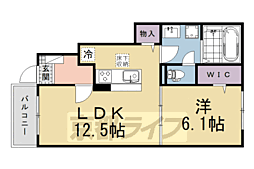 (仮)石田内里町アパート 1LDKの間取図画像