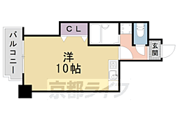 ルサフィール西大路 ワンルームの間取図画像