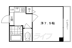 エリーフラッツ 1Kの間取図画像