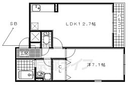 アビタシオン2 1LDKの間取図画像