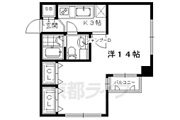 デ・アッシュ西京極 1Kの間取図画像