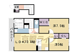 D-ROOM嵯峨 2LDKの間取図画像