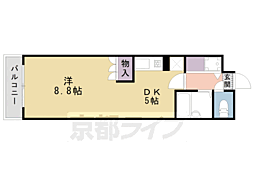 エリーフラッツ西ノ京 1DKの間取図画像