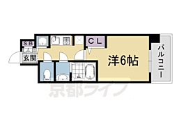 プレサンス京都五条天使突抜 1Kの間取図画像