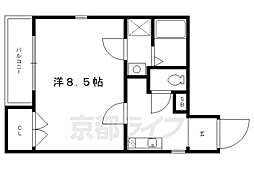 グランコスモ御所東 1Kの間取図画像