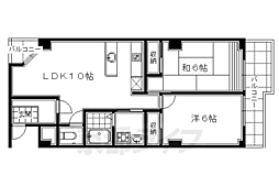 パインコート五条 2LDKの間取図画像