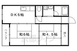 六角シティハイツ 2DKの間取図画像