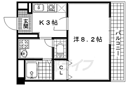 アンプルールフェール椋 1Kの間取図画像