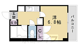 パインフィールド壬生 1Kの間取図画像