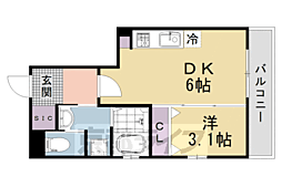 Live Flat京都西院 1DKの間取図画像